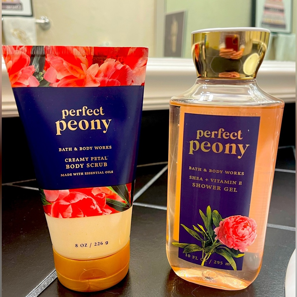 Bath and Body “ Perfect Peony “ Body scrub and Shower gel